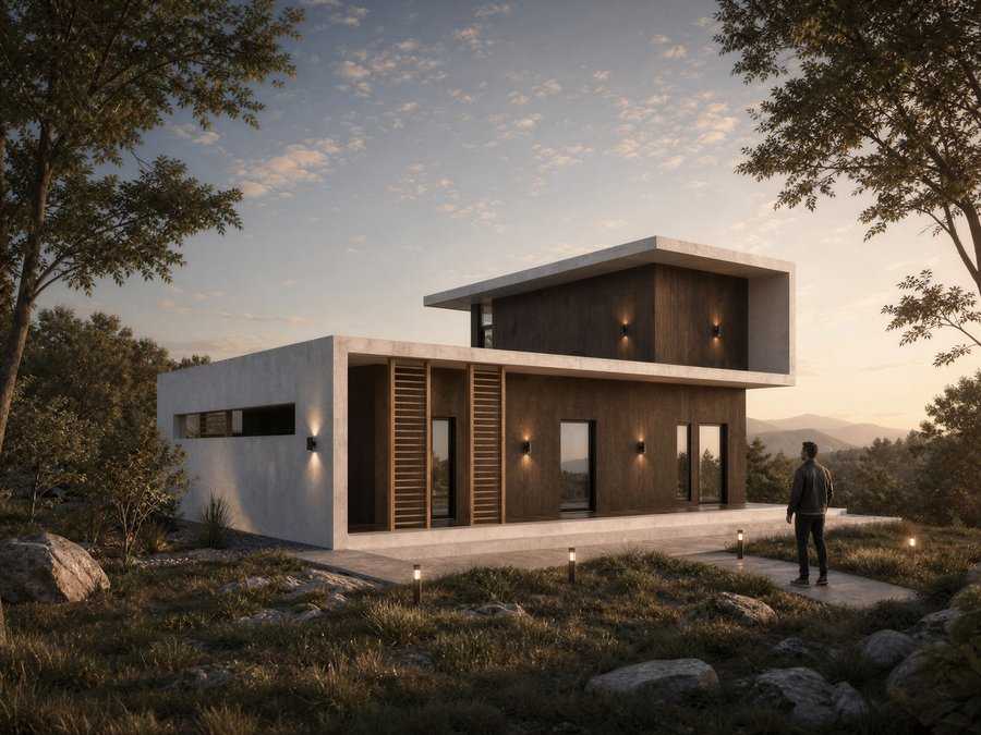 建筑模型立面视角